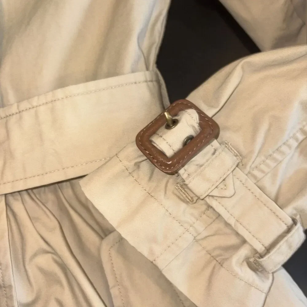 Ralph Lauren Polo Big Girls Lightweight Princess Trench Coat 12 Tan Belt Collar